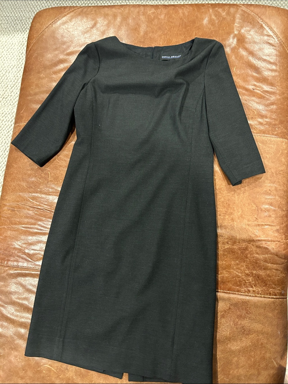 Donna Degnan Grey Midi Sheath Dress
